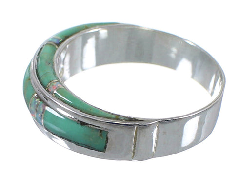 Opal And Turquoise Inlay Southwest Genuine Sterling Silver Ring Size 5-1/2 AX86939
